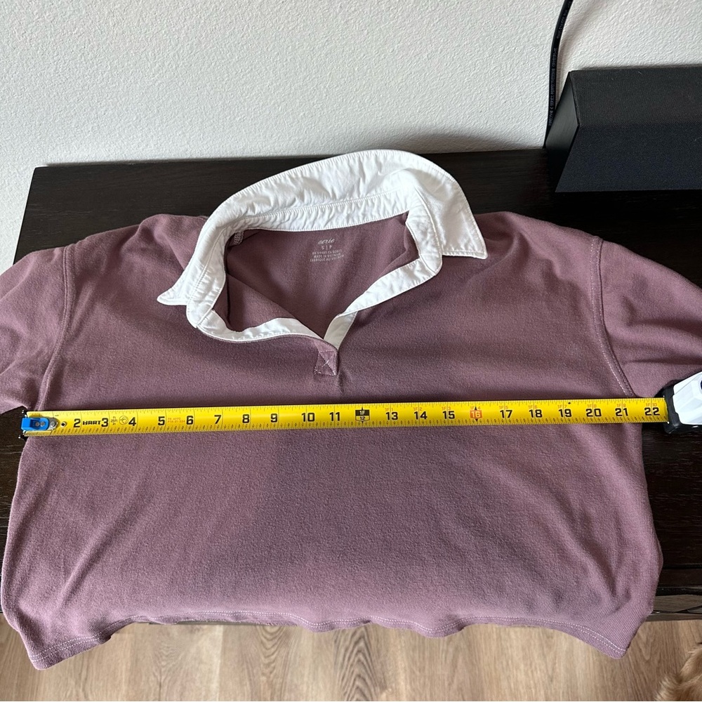Aerie Long Sleeve Cropped Polo Rugby Shirt - Picture 8 of 9